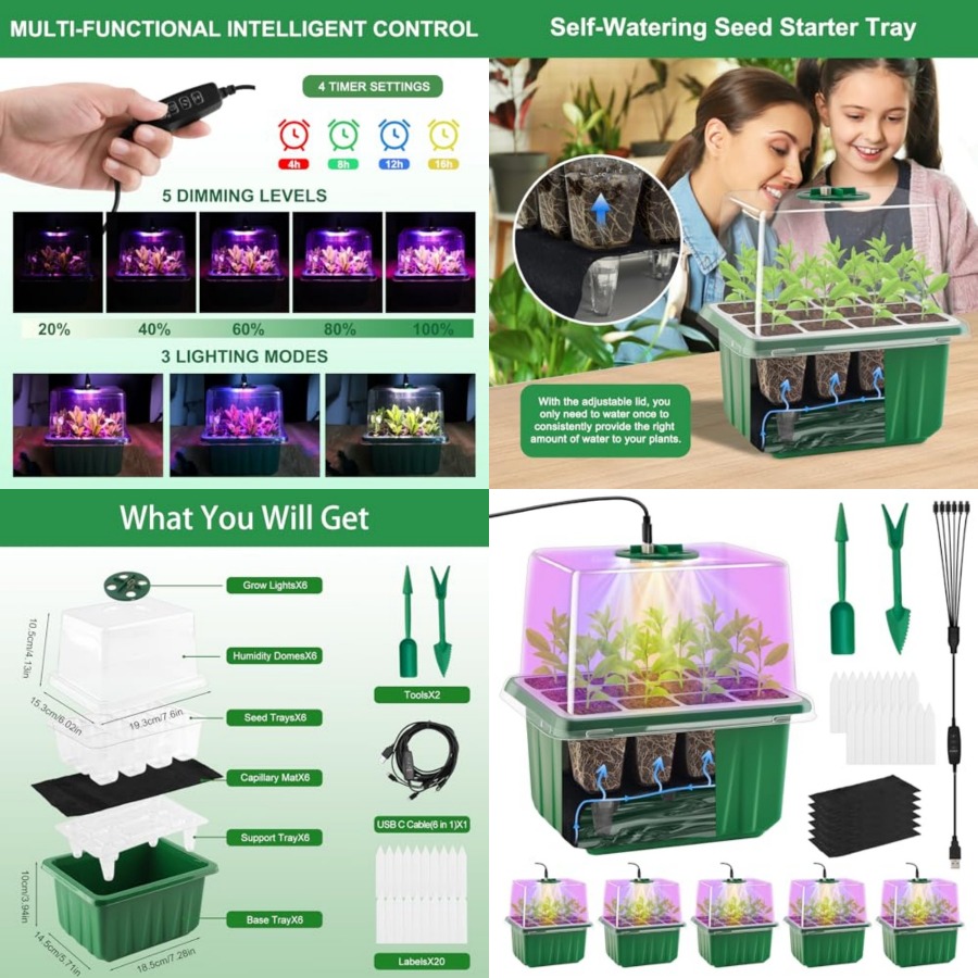 Seed Starter Tray with Light,  - Humidity Dome Kit 评论和价格