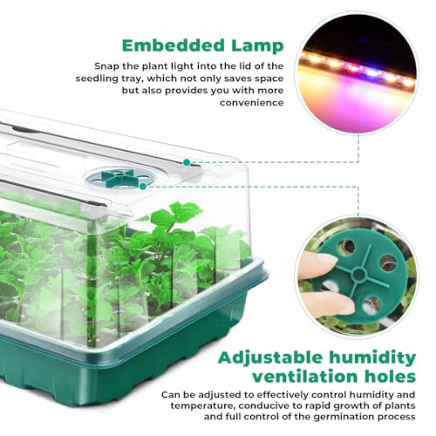 Seed Starter Tray with Grow Li - Humidity Dome Kit 评论和价格