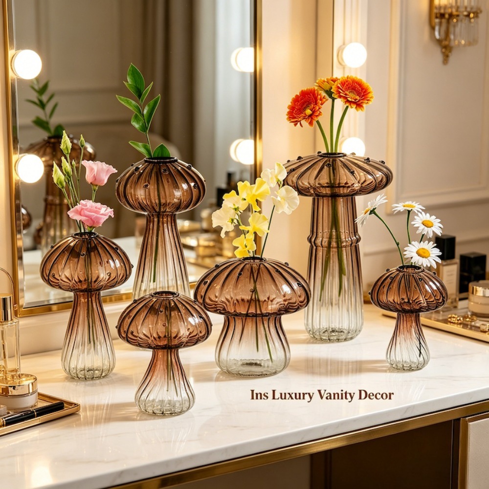 Mushroom‑Design Fluted Glass P - Propagation Station Vase 评论和价格