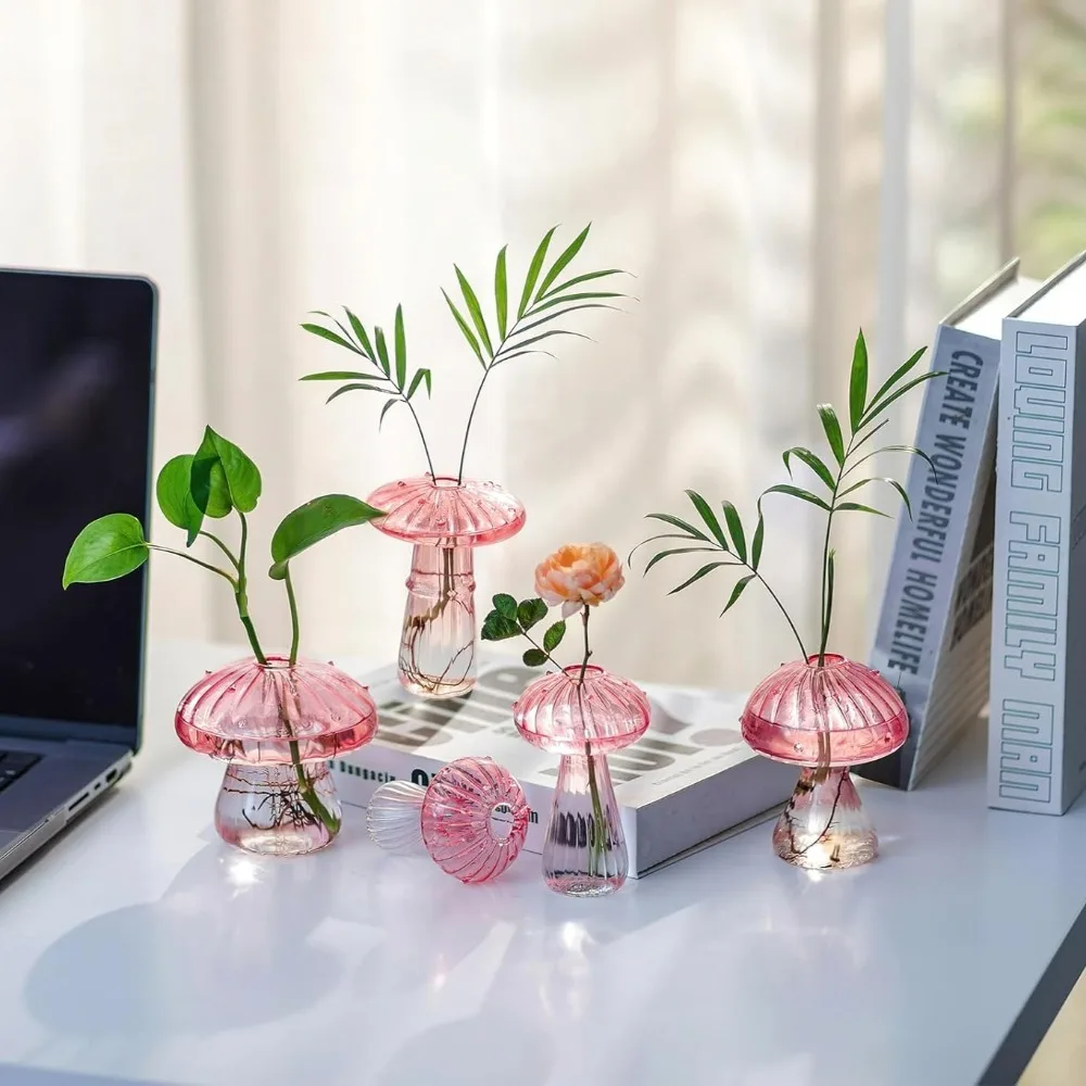 Mushroom‑Design Fluted Glass P - Propagation Station Vase 评论和价格