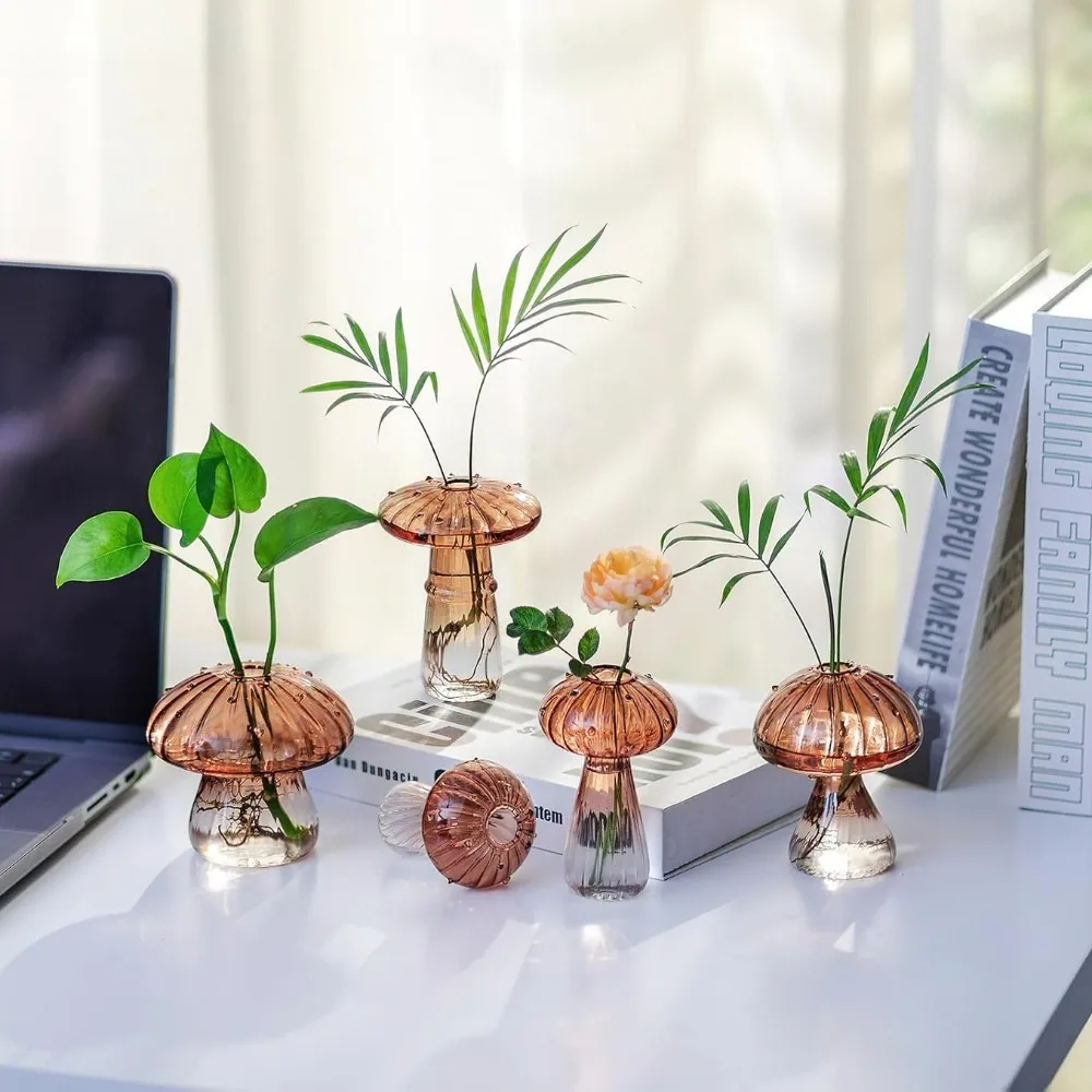 Mushroom‑Design Fluted Glass P - Propagation Station Vase 评论和价格