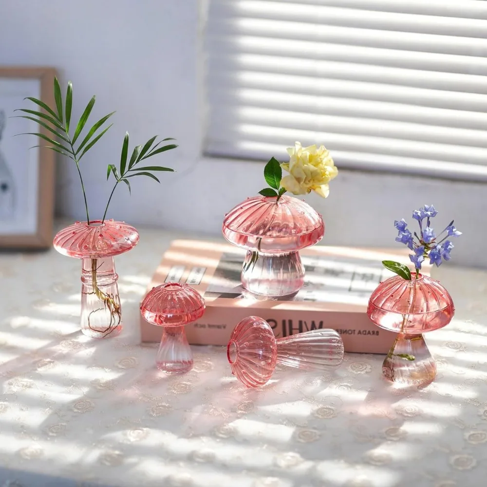 Mushroom‑Design Fluted Glass P - Propagation Station Vase 评论和价格